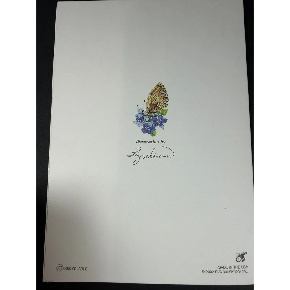 VTG PVA Friendship‎ Greeting Cards Set 5 Blue Floral Butterfly Note Cards